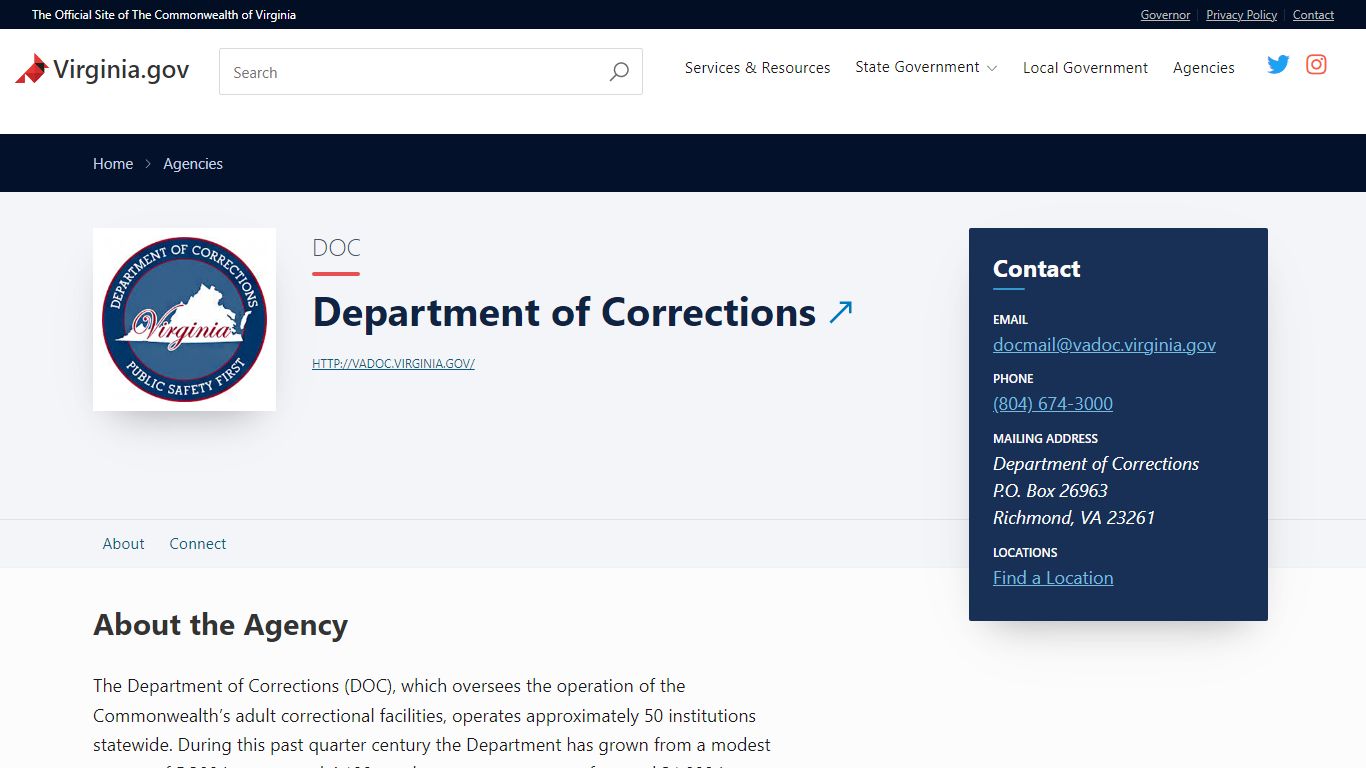Department of Corrections | Virginia.gov