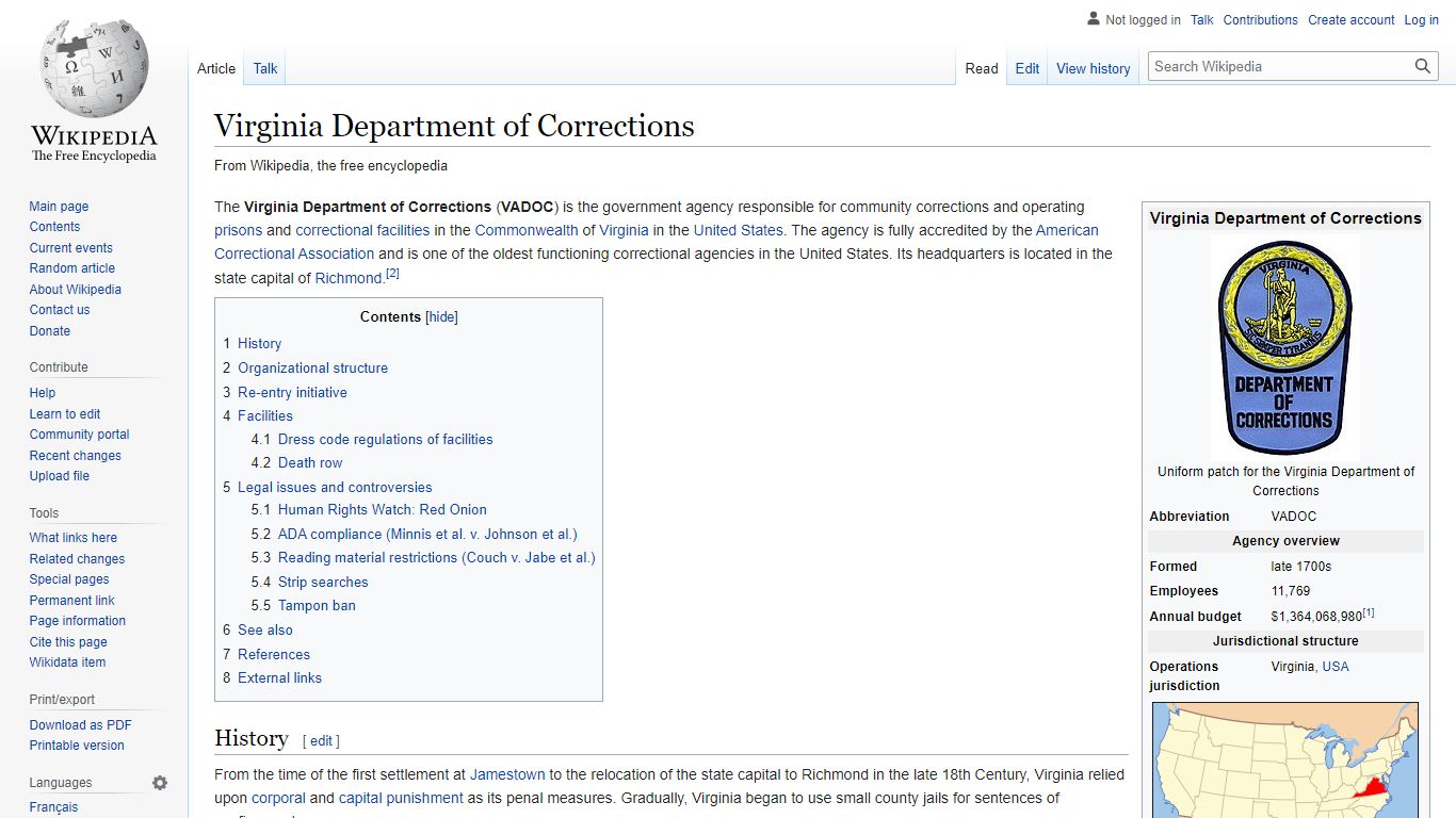 Virginia Department of Corrections - Wikipedia